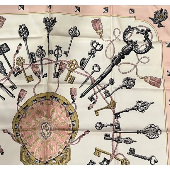 Authentic RARE! Hermes Les Cles Key Vintage 90cm Silk Scarf - Picture 6 of 7